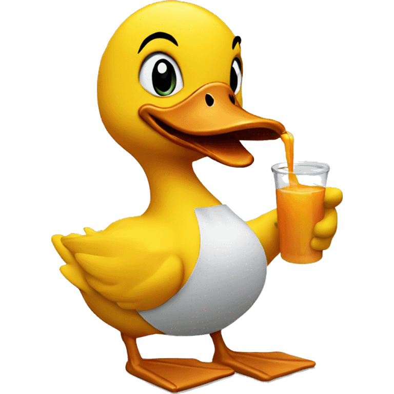 cartoon Duck doing a spit take holding a juice box emoji