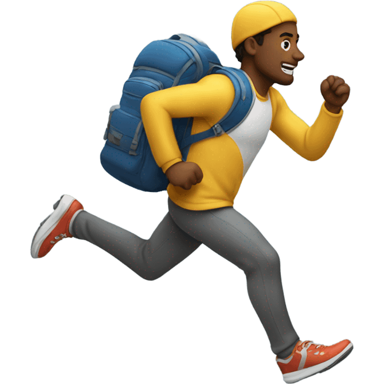 A man with a pack running really really fast emoji