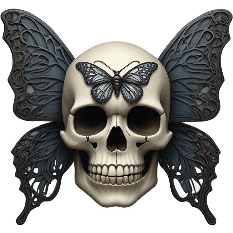 Goth skull butterfly emoji