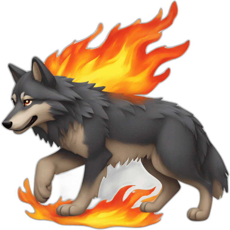 Wolf in fire emoji