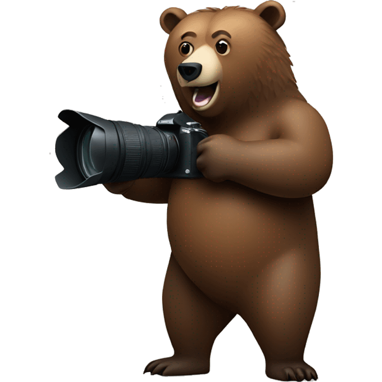 grizzly bear holding camera emoji