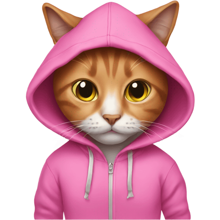 Cat wearing pink hoodie emoji