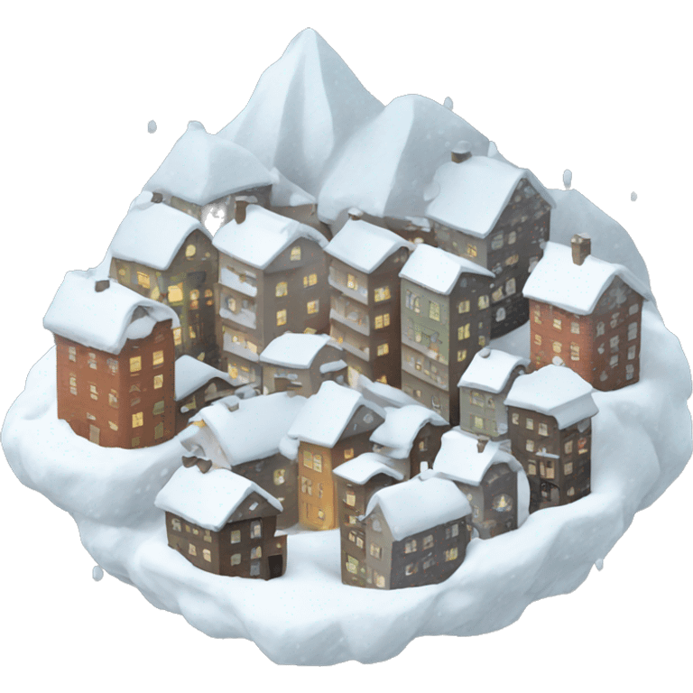 Snow falling on a tiny city  emoji