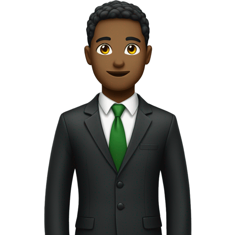 school prefect wearing a black suit with a green shirt inside and a green tie emoji