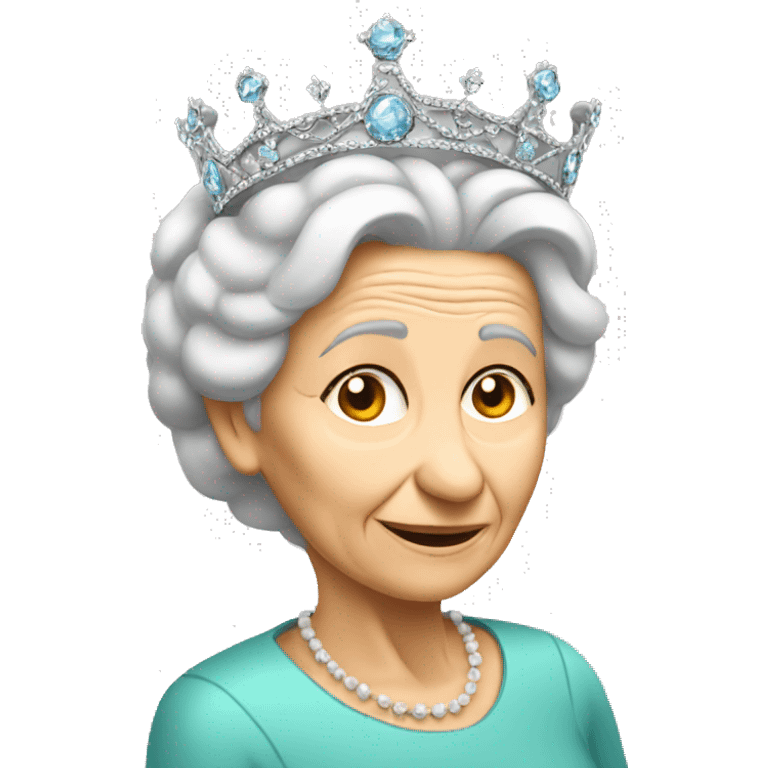 old lady putting crown on head of someone emoji