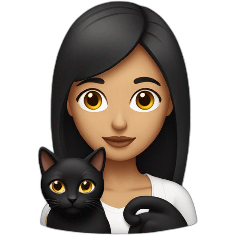 Latina woman with a black cat emoji