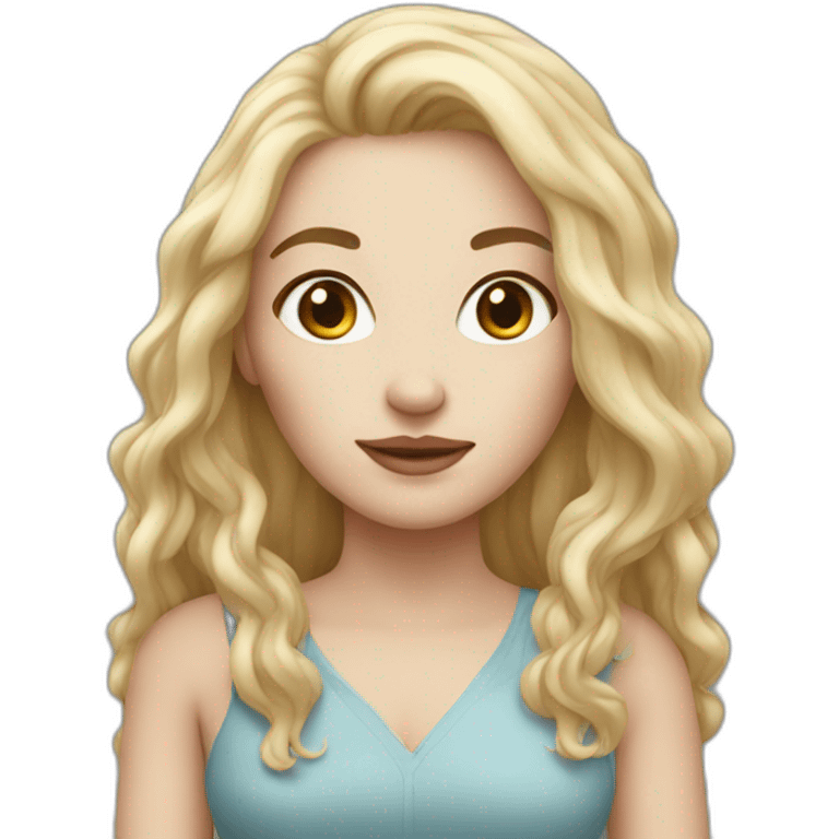 white skin woman with ruby long hair emoji