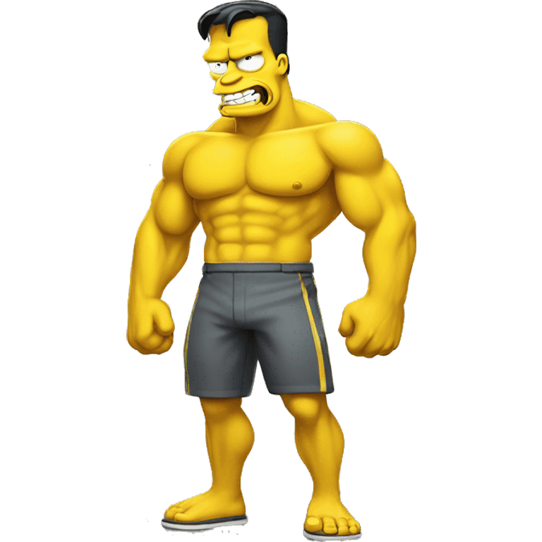 muscular in simpsons style in yellow color  emoji