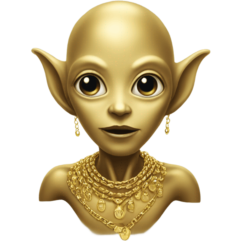 Alien with a gold necklace on  emoji