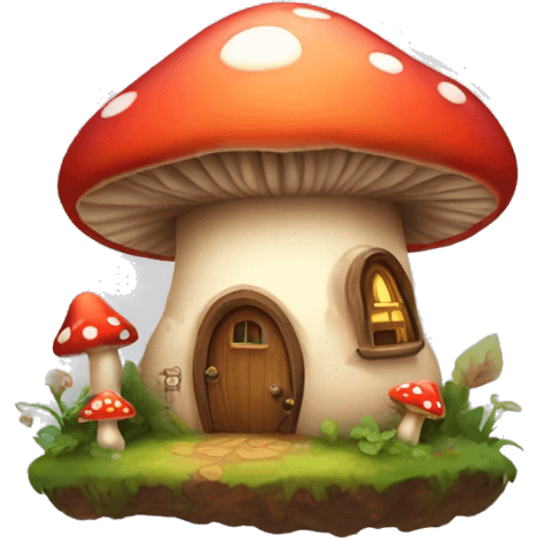 Make a logo of a cute mushroom house with a fairy poking out of it emoji