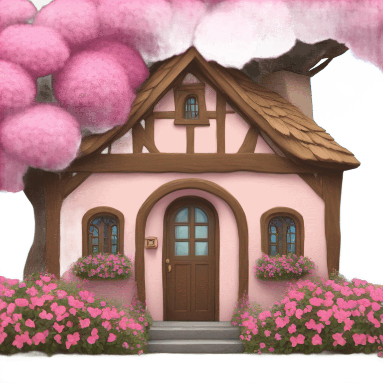 cottage with pink flowers emoji