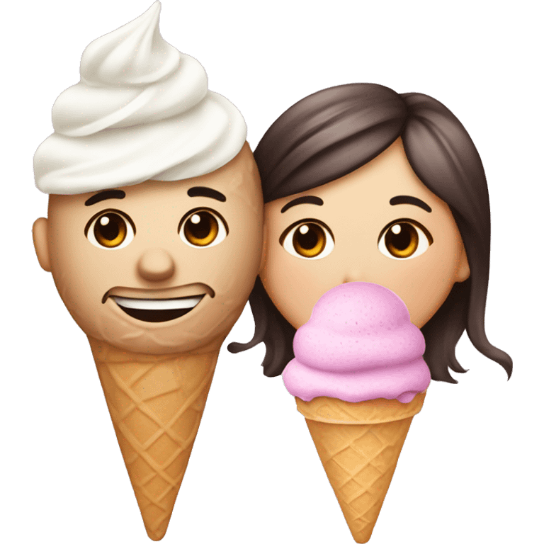 Cute ice cream date for beautiful tattooed couple emoji