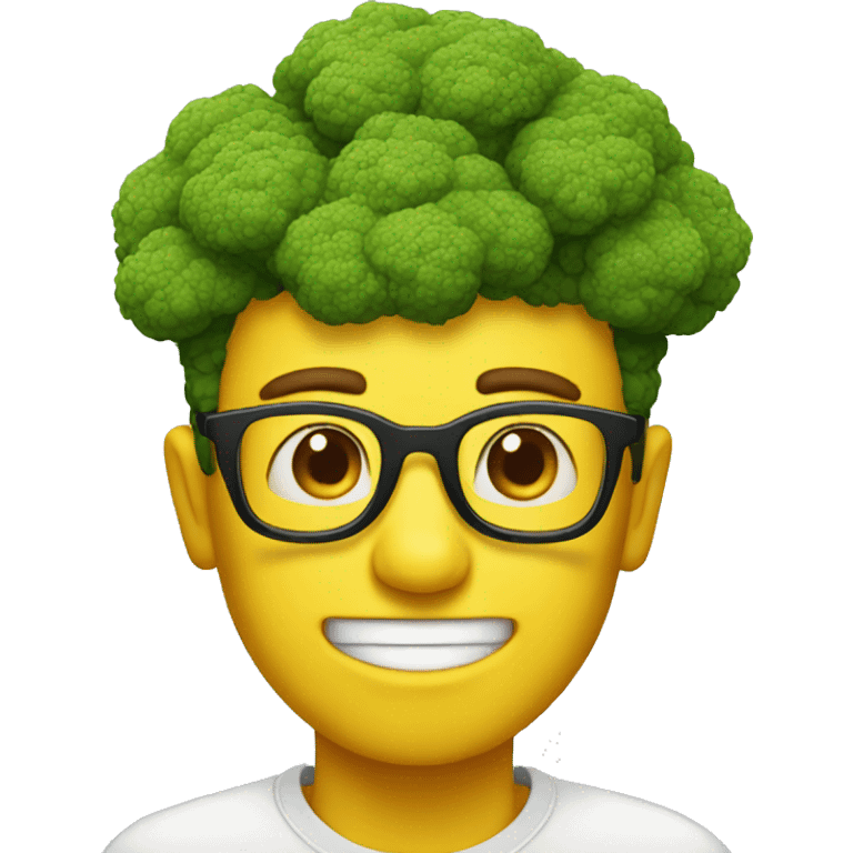 Yellow man with broccoli hair and glasses emoji