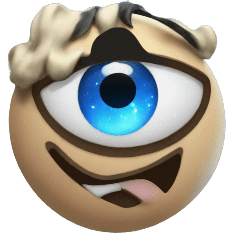 Emoji with blue galaxy eyes emoji