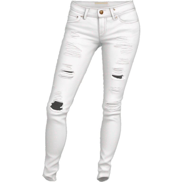 Realistic isolated pair of white distressed ripped fashion jean jegging pants. emoji