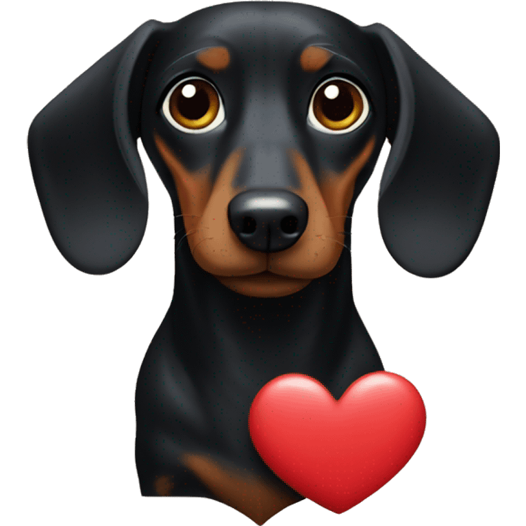 Black dachshund making a heart  emoji