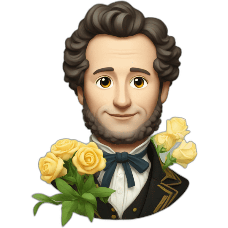 pushkin with a bouquet of flowers in his hands emoji