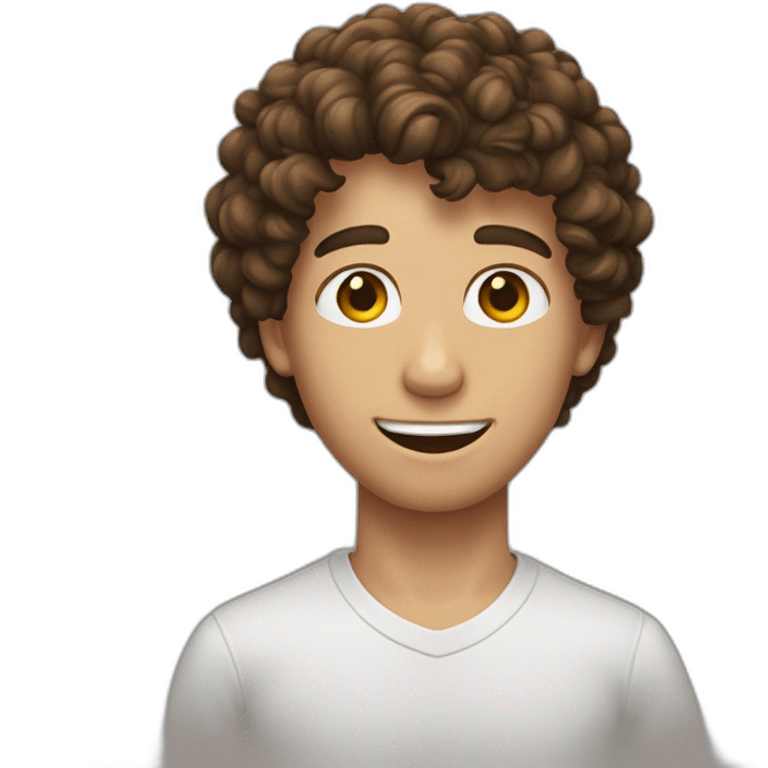 un jeune homme au cheveux bruns et bouclé qui tombe emoji