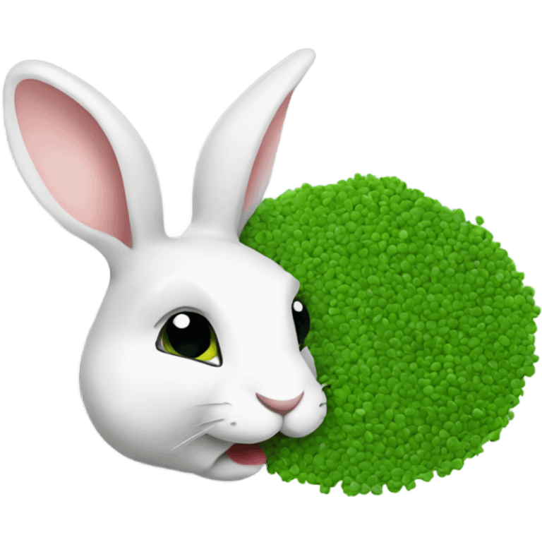 Rabbit eating green granules emoji