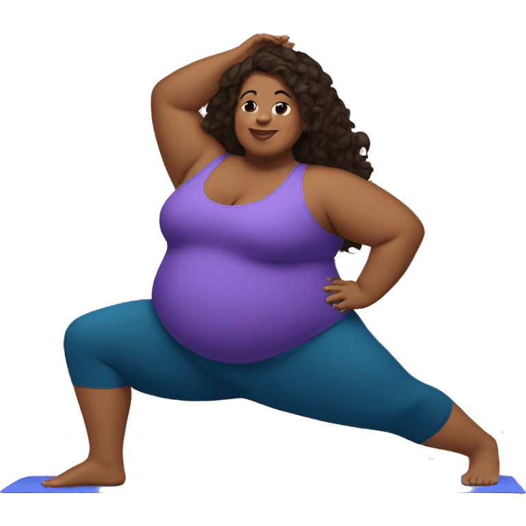 Plus size brunette woman doing yoga emoji