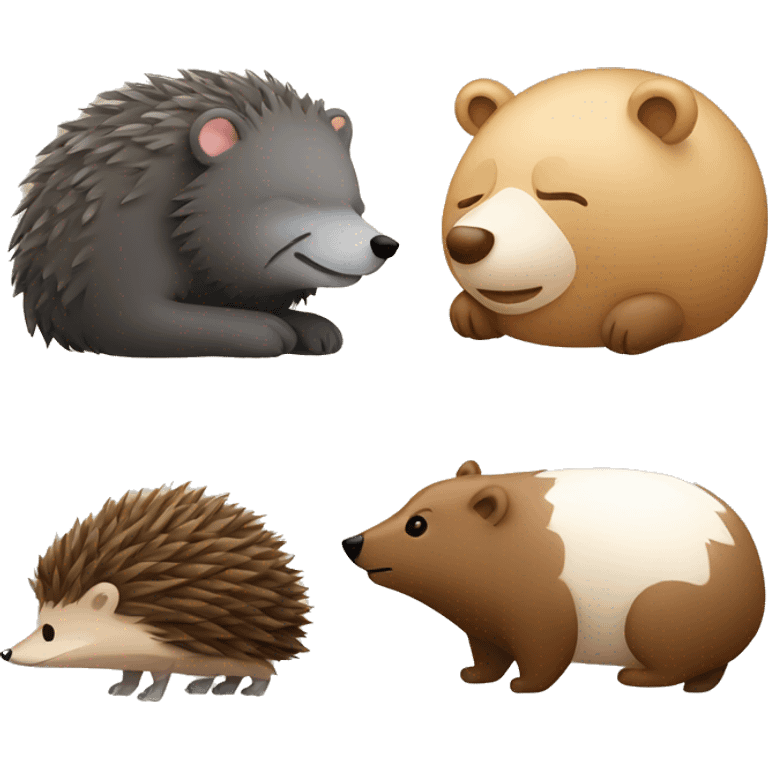 Sleeping bear and hedgehog emoji