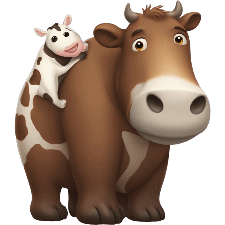 Grizzly bear hugging a cow emoji