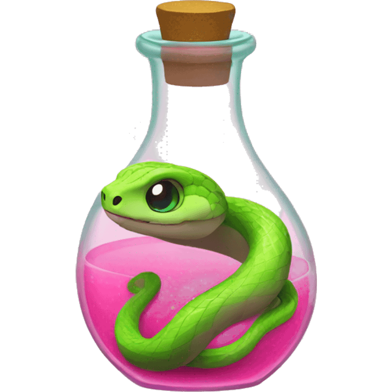 green snake inside a pink potion bottle emoji