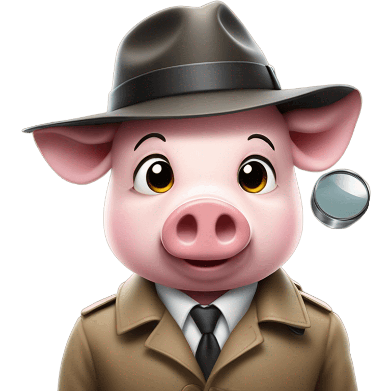 pig secret agent fedora detective  emoji