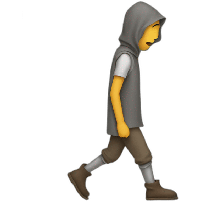 person with legs way longer than usual, covered with pants that are wide at the bottom, walking, medieval emoji