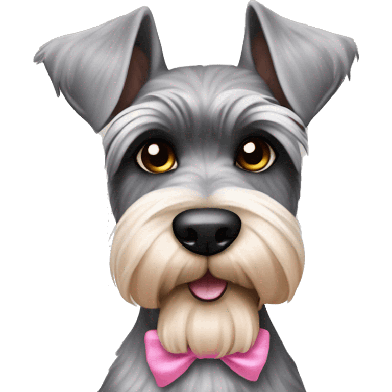 schnauzer dog pointy ears pink bow  emoji