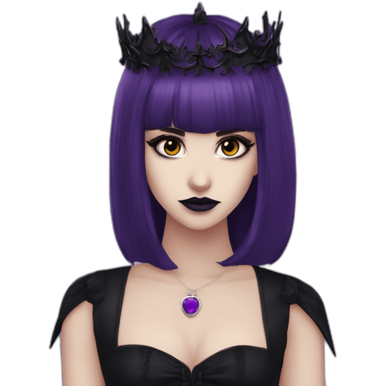 Elissabat-with-bangs-long-hair-dark-purple-and-black-vampire-goth-makeup-crown-pinkeyes emoji