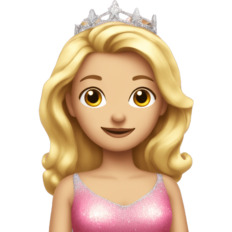 Blonde princess in pink sparkle dress  emoji