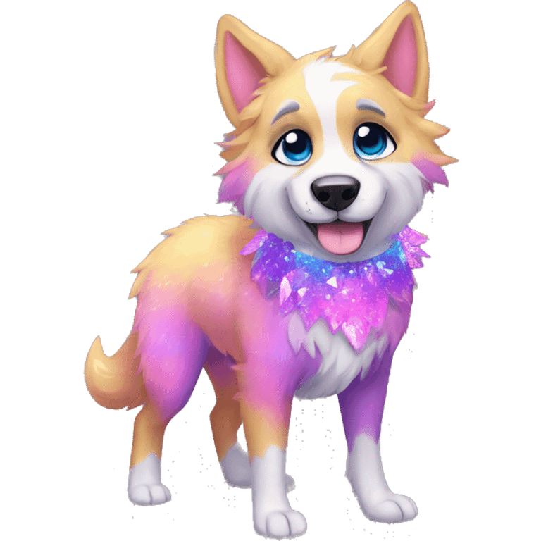 Colorful Sparkle-dog-fursona full body emoji