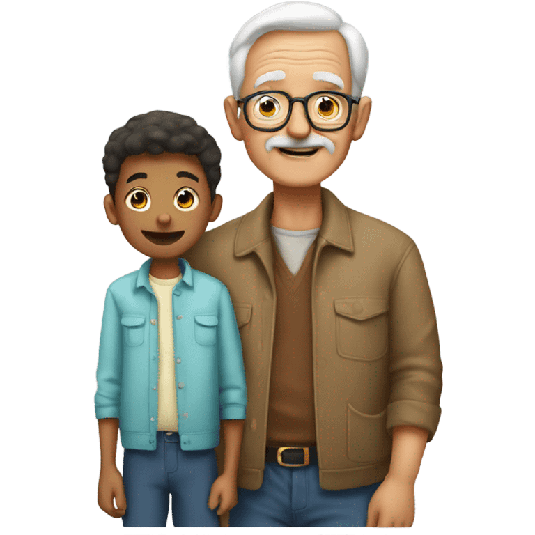 A grandfather with his boy emoji