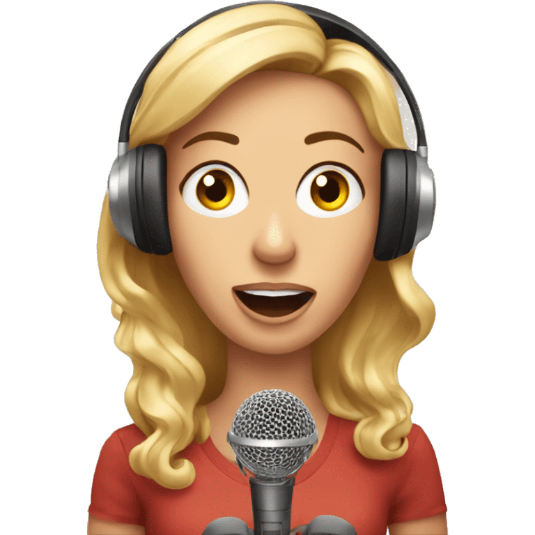 surprised female radio presenter talking in microphone emoji