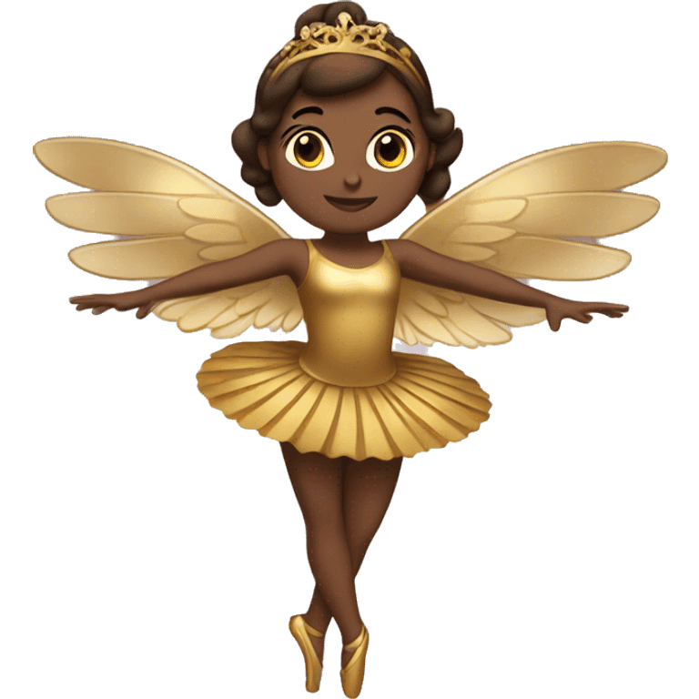  brown ballerina with gold wings emoji