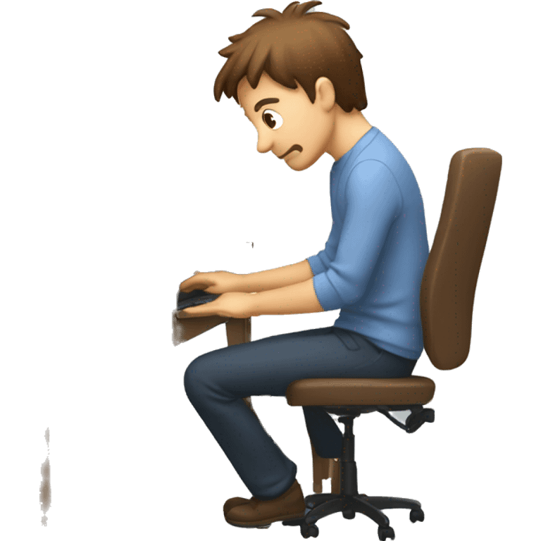 man with brown receding hair playing with a computer emoji