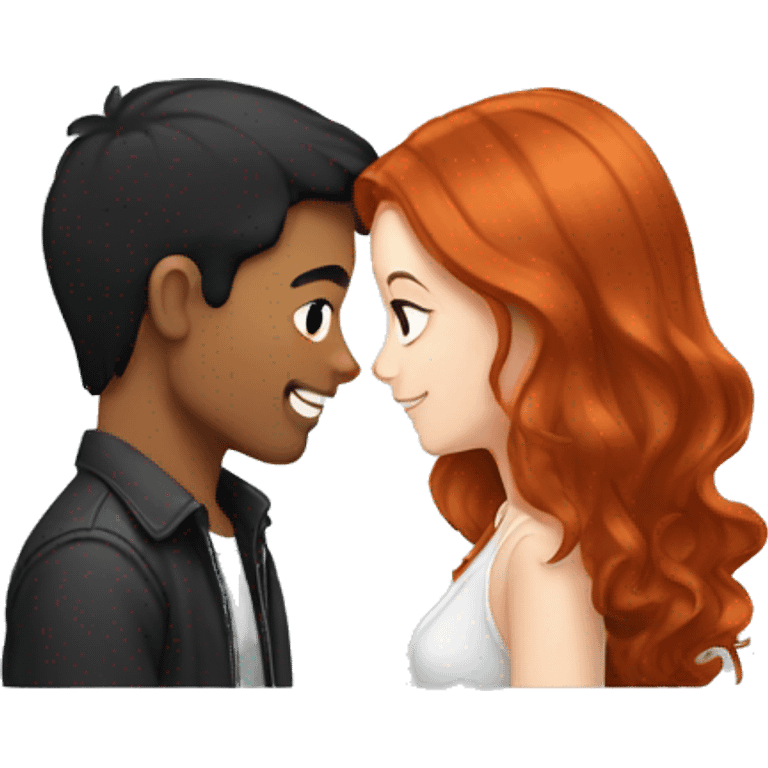 redhead girl and black haired boy couple emoji