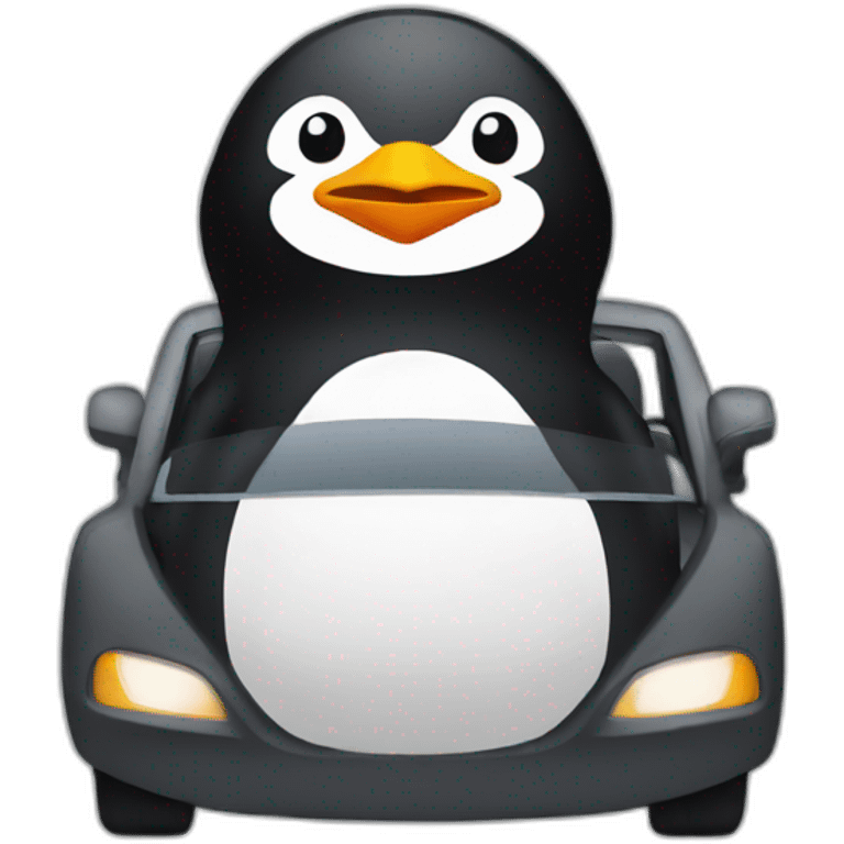 penguin driving car emoji