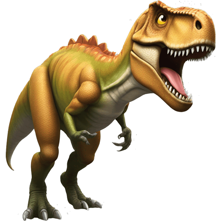 t-rex with muscular arms hold up  emoji