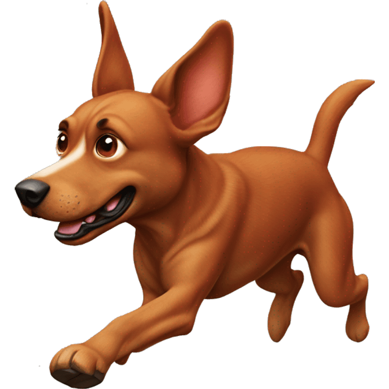 realistic solid red dog with pointed ears running emoji