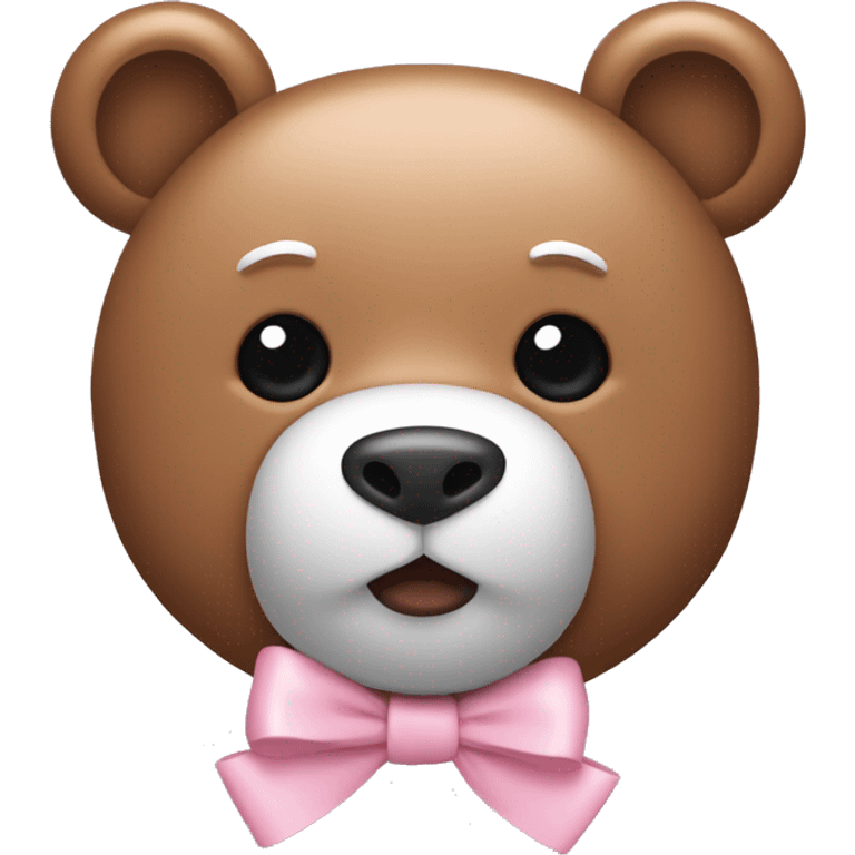 Bear emoji with a light pink bow on its head to the side emoji