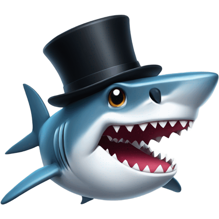 Shark with a top hat emoji