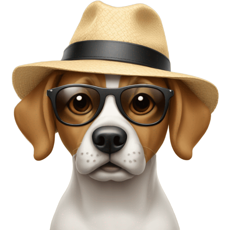 A dog with sunglasses and a hat emoji