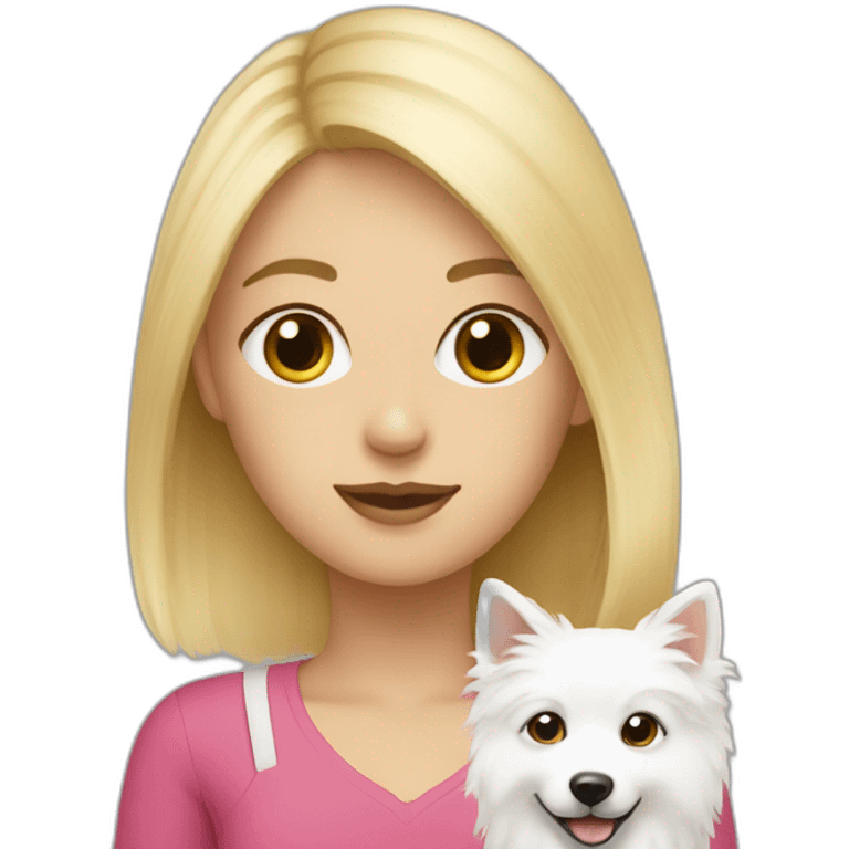 blonde girl with mom and white spitz emoji