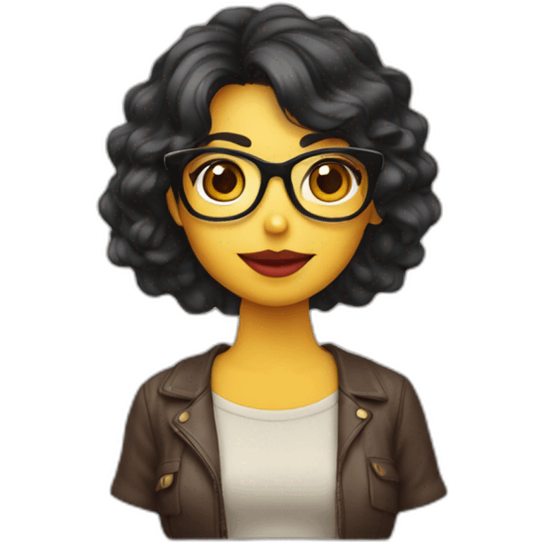 Mujer morena coletas gafas emoji