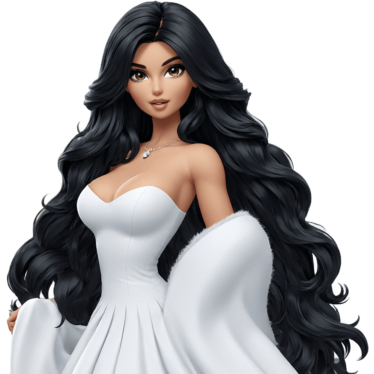 black-haired girl in white dress emoji