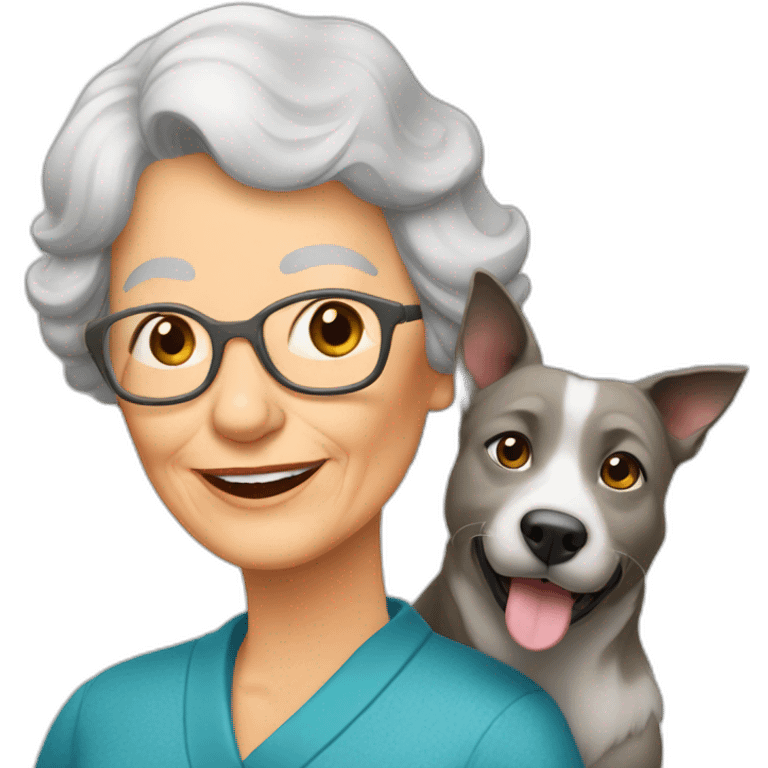 Grand mère avec chien emoji