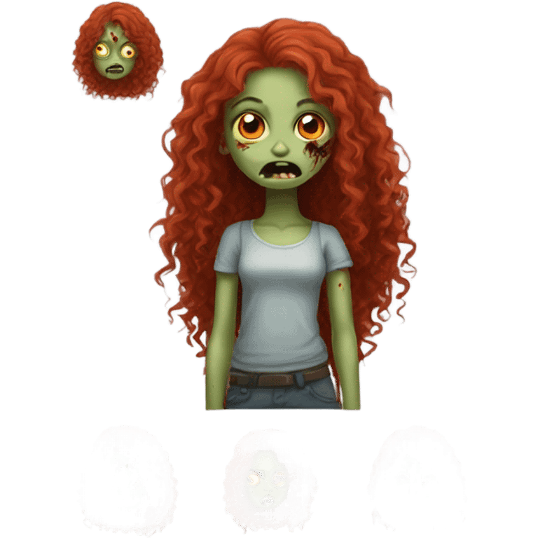 Zombie girl with long red curly hair emoji