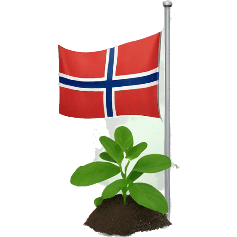 Norweigan flag with a green plant in it. emoji